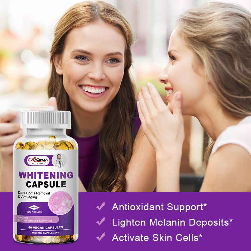 Glutathione Whitening Capsules Dark Spots & Acne Scar Remover Vegan Skin Bleaching softgels with Anti-Aging & Antioxidant Effect