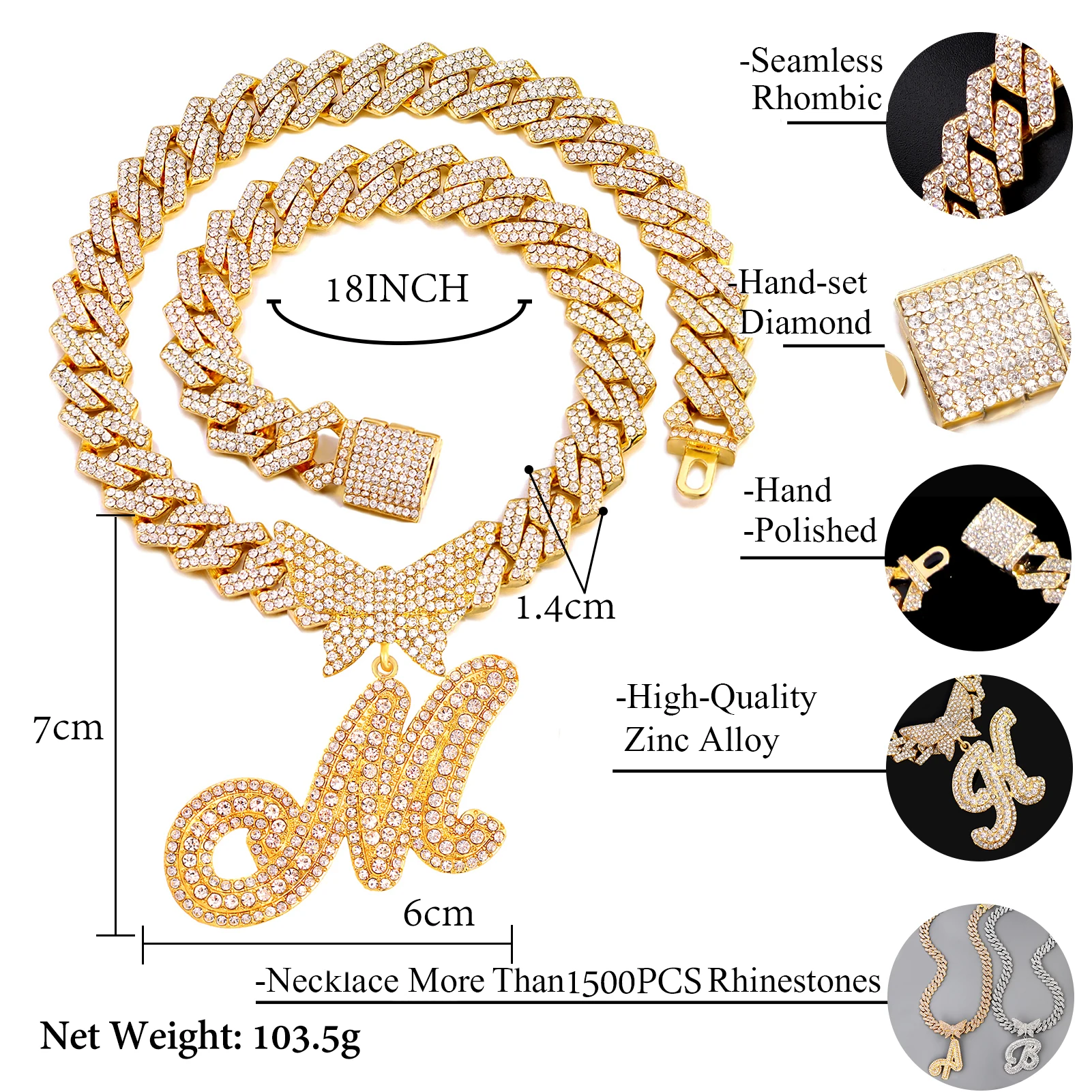 Hip Hop Initial Name Necklace Silver 4 | Hip Hop Initial Name Necklace Silver 6