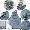 Custom logo Cotton Denim Artist Work Apron with Pockets Straps and Adjustable 4