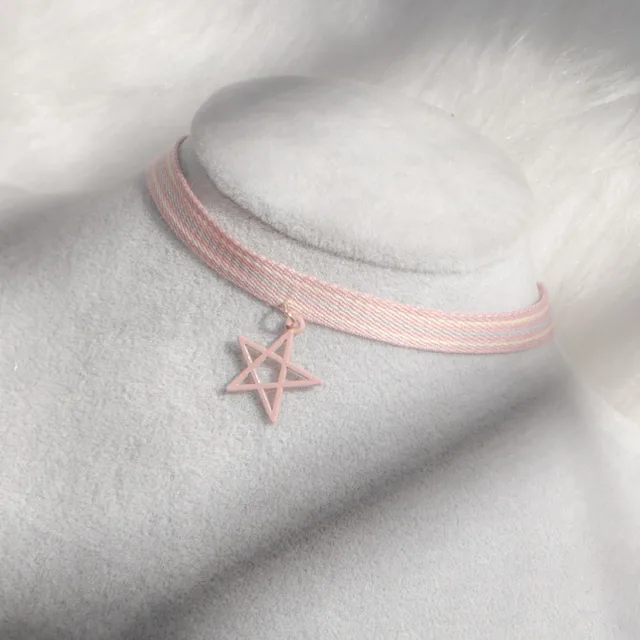 Collier ras du cou sexy étoile rose pour femme, pendentif pentagone tendance, bijoux de clavicule, accessoires pour femme, cadeau pour fille 1