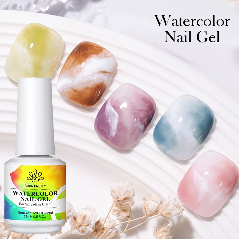 본 프리티 15ml 가을 네일 블로섬 젤 스프레딩 이펙트 워터컬러 플라워 젤 네일 아트 매니큐어 페디큐어용 간편 적용