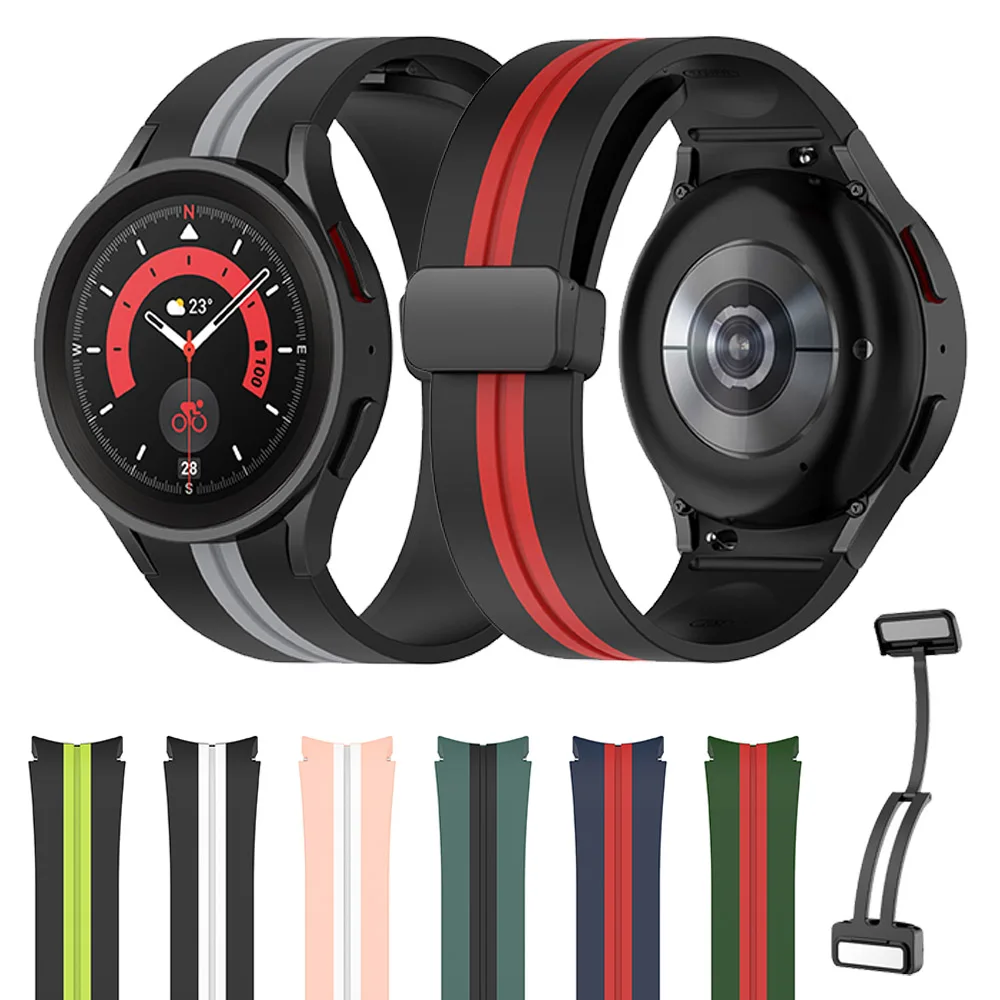 

Ремешок силиконовый для Samsung Galaxy Watch 5 4 6 40 мм 44 мм, магнитный браслет для Galaxy Watch 5 pro 45 мм 6 4 42/46 мм 47/43 мм