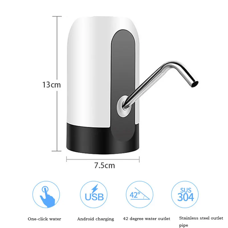 Pompa per bottiglie d'acqua, ricarica USB Pompa automatica per l'acqua