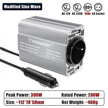 อินเวอร์เตอร์แปลงไฟ 300W-2000W จากไฟ DC 12V เป็นไฟ AC 220V-240V สำหรับรถยนต์ พร้อมเต้ารับแบบ EU ช่องเสียบ USB คู่ สำหรับชาร์จโทรศัพท์ ใช้ได้กับรถบ้านและกิจกรรมกลางแจ้ง ความถี่ 50Hz 14