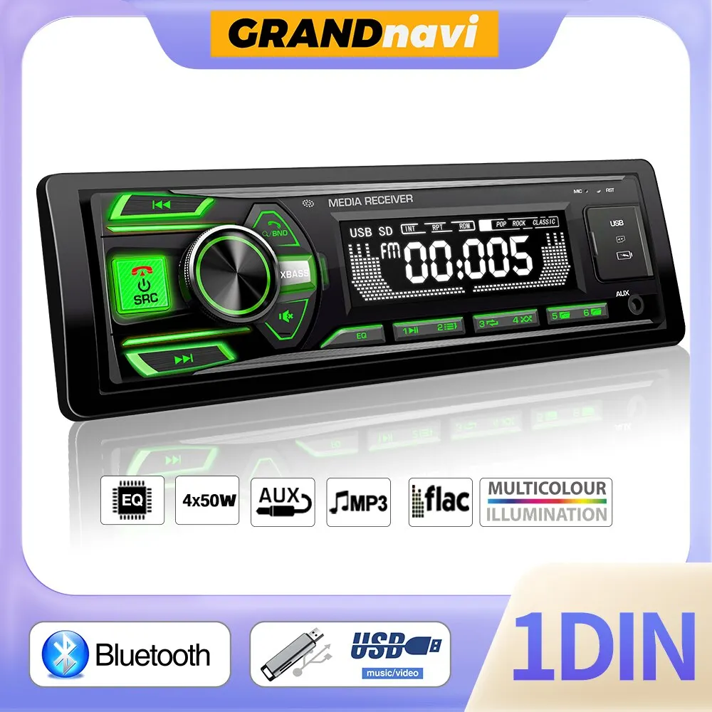 Car Radio Car Music Player Car Multimedia Player Car Radio Player Grandnavi 1 Din FM Car Radio Audio Stereo Aux Input Receiver TF SD USB 12V In-dash MP3 Bluetooth Multimedia Auto Radio Player