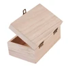 1/3pcs Log Color Scotch Plain Wood Wooden Square Hinged Storage  Boxes Craft Gift Box Handmade Case Box Storage Organization 5