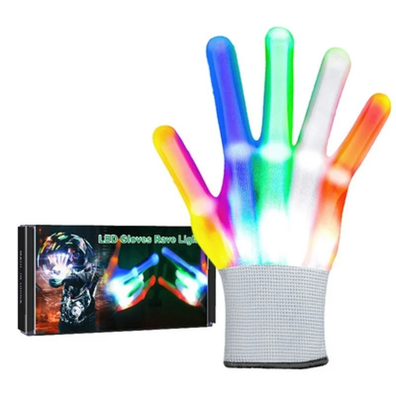 Glow Gloves 1 Pair Halloween LED Luminous Gloves Christmas Decoration Event Party Supplies
