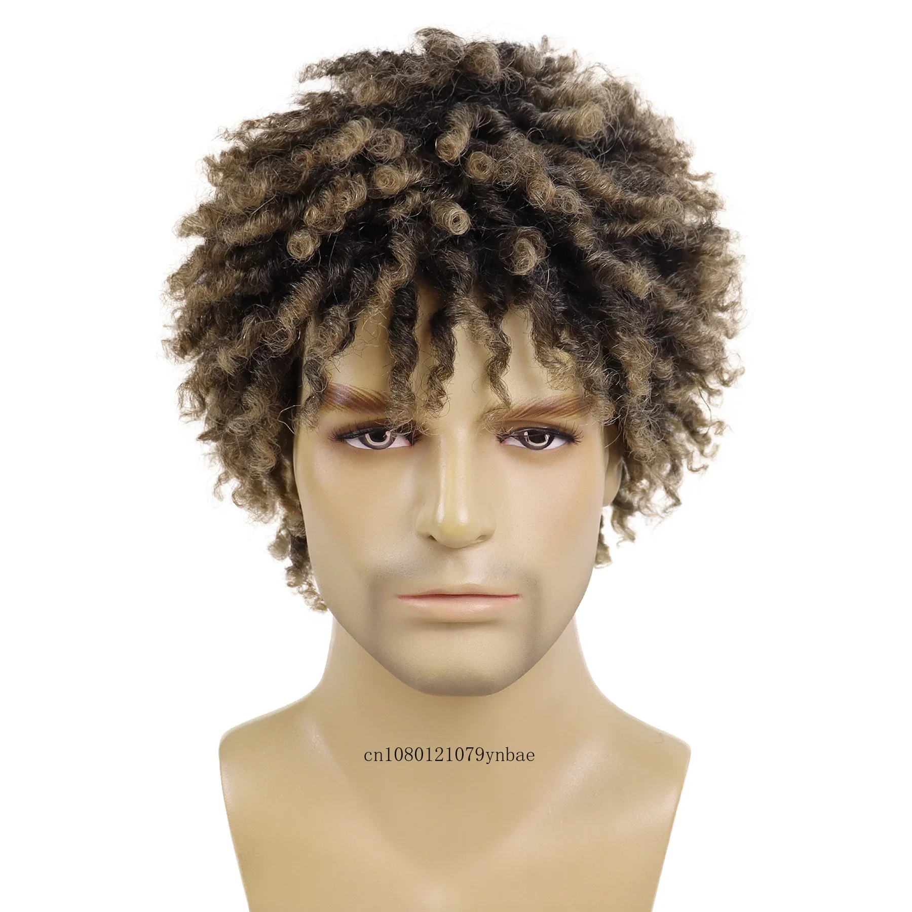 Synthetic Dreadlock Wig for Men Male Braided Mix Brown Wigs Locs Crochet Twist Hair Afro Curly Wig Natural Looking Hip Hop Daily