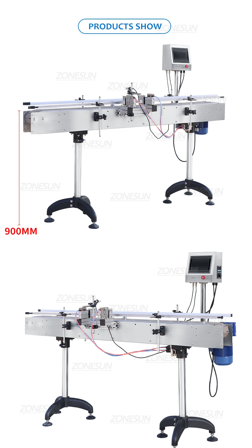 ZS-CB100P 1.9M Length Automatic Chain Conveyor Belt Adjustable-Speed Transporting Goods Machiney Production Line