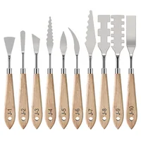 10Pcs Palette Knife Set, Stainless Steel Spatula Painting Knives, Wooden Handle Painting Pallet Knife Set for Oil Painting 1