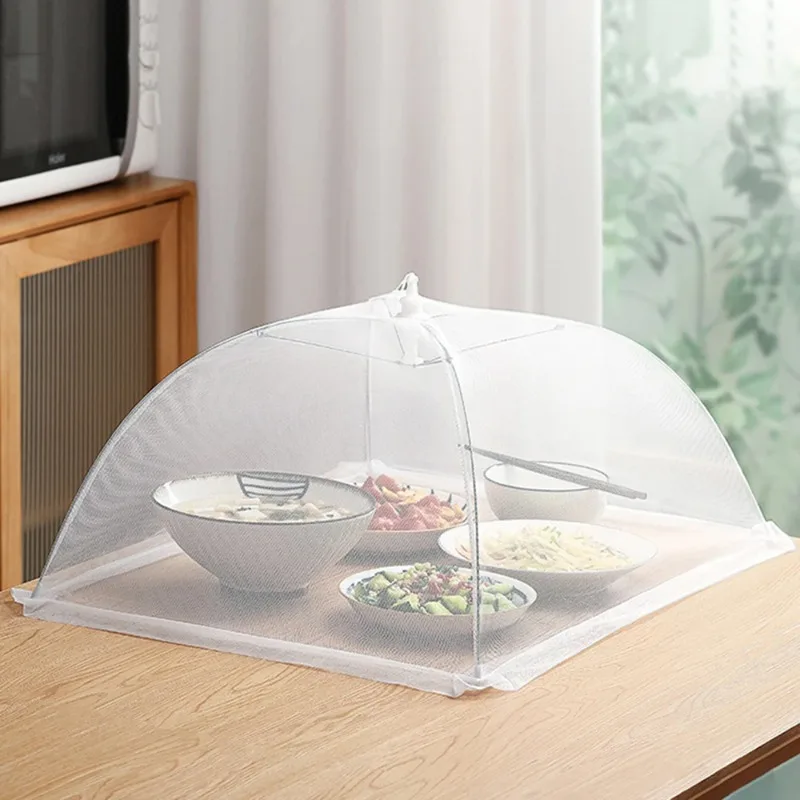 Foldable 2-in-1 Dust & Fly Proof Table Cover - Reusable Dining Table & Food Protector for Home Kitchen, Easy-Clean Fabric (1PC)
