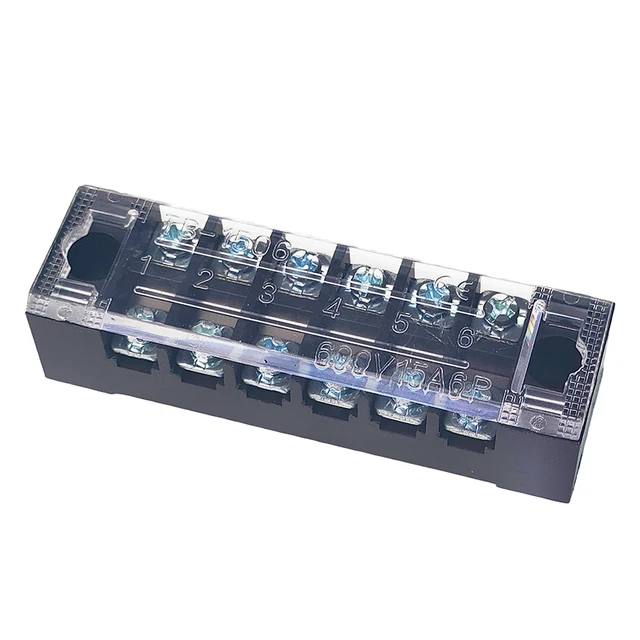 1PCS TB1506 Dual Row Thick Copper Screw Terminal Block Flame Retardant Grounding Strip Wire Connector Durable 600V 15A 2