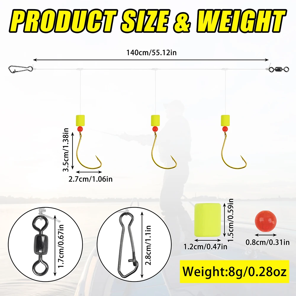 1Pack Saltwater Pompano Rigs for Surf Fishing Three Drops Pompano Rigs with  Barrel Swivel Hook Floats Duo Lock Snap and Beads
