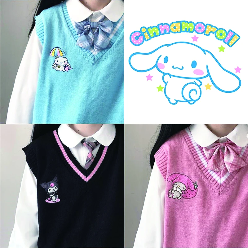 Sanrio Sweater Cinnamorol Cardigan Mymelody V Neck Vest Kuromi Kawaii