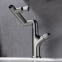 Intelligent Digital Display New Gun Gray Bathroom Washbasin Faucet Hot and Cold Splash-proof Bathroom Faucet for Mouthwash 2