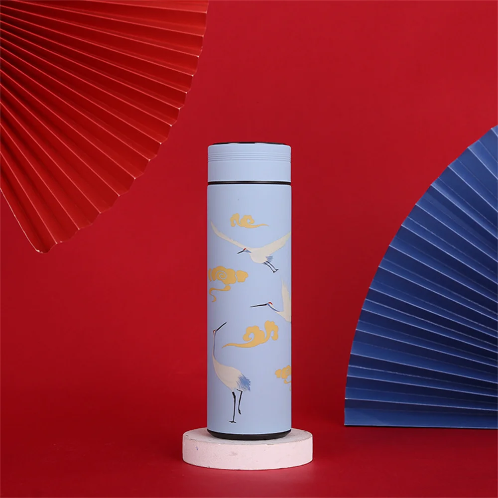 중국 스타일 지능형 보온병, 클래식 스타일, LED 터치 디스플레이, 스테인리스 스틸 진공 플라스크 머그잔 물병, 450ml