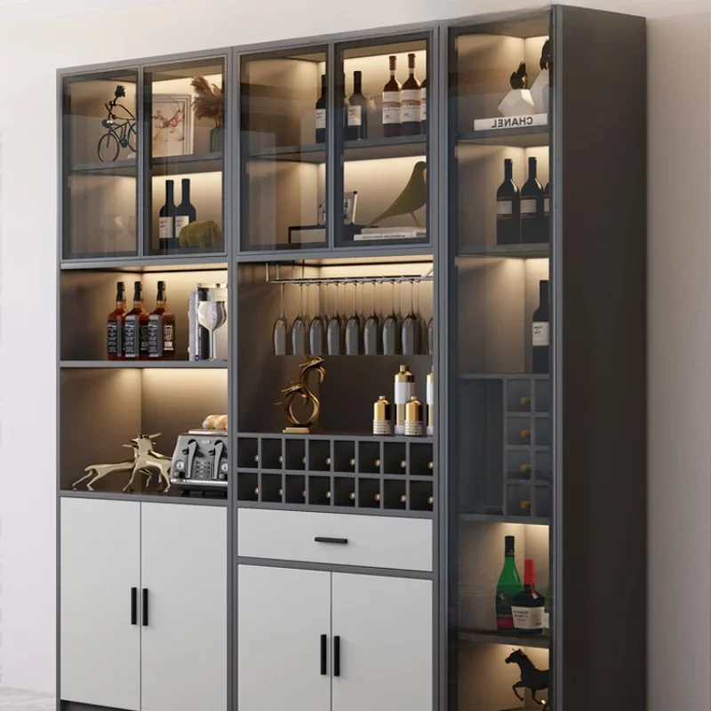 Display Storage Wine Cabinets Modern Glass Simplicity Restaurant Wine Cabinets Luxury Wall Meuble Vin Bar Furniture QF50JG