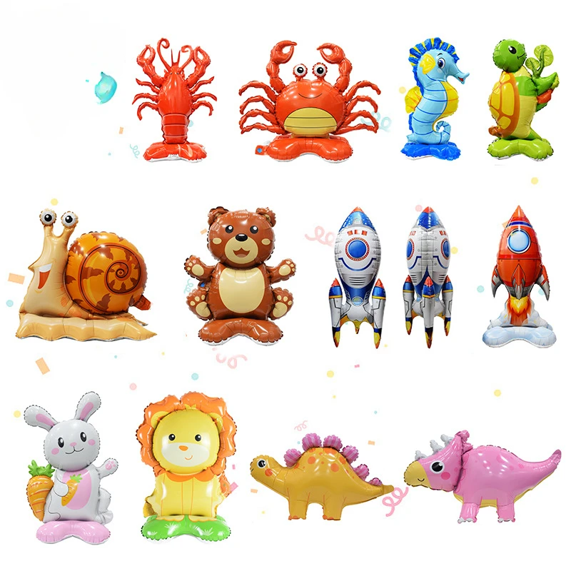 4D Standing Foil Inflatable Rocket Balloons Rocket Balloon Kids Outer Space Theme Birthday Party Decoration Boys Inflatable Toys