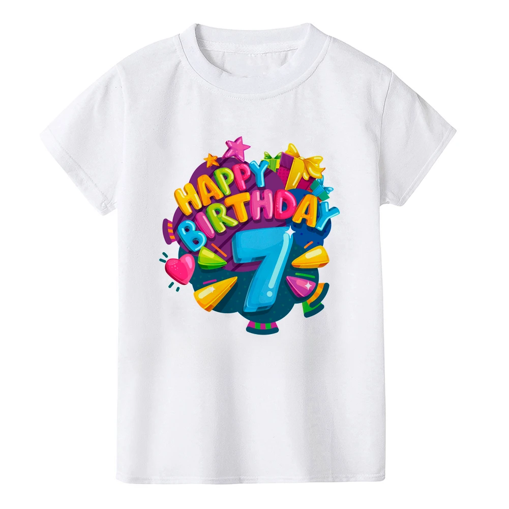 thumbnail image 1 of Camiseta de algodón con dibujos animados y nombre de número de cumpleaños para niño personalizada, ropa gráfica para niños con número 1, 2, 3, 4, 5, 6, 7, 8 y 9, 1 of 5