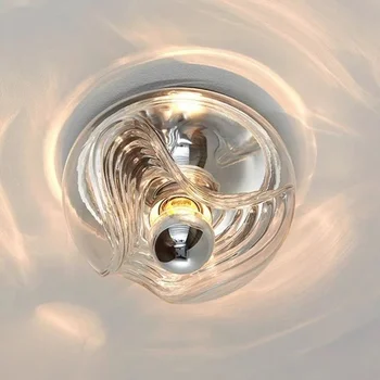 Bauhaus Ceiling Light with Water Ripple LED E27 Aisle Balcony Entrance Hallway Ceiling Lamps Modern Home Glass Pendant Lamp
