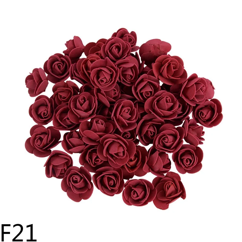 50 Stück 3,5 cm große künstliche Rosenköpfe aus Schaumstoff, Kunstrosen für Hochzeit, Party, Heimdekoration, Valentinstagsgeschenk – Detail 9