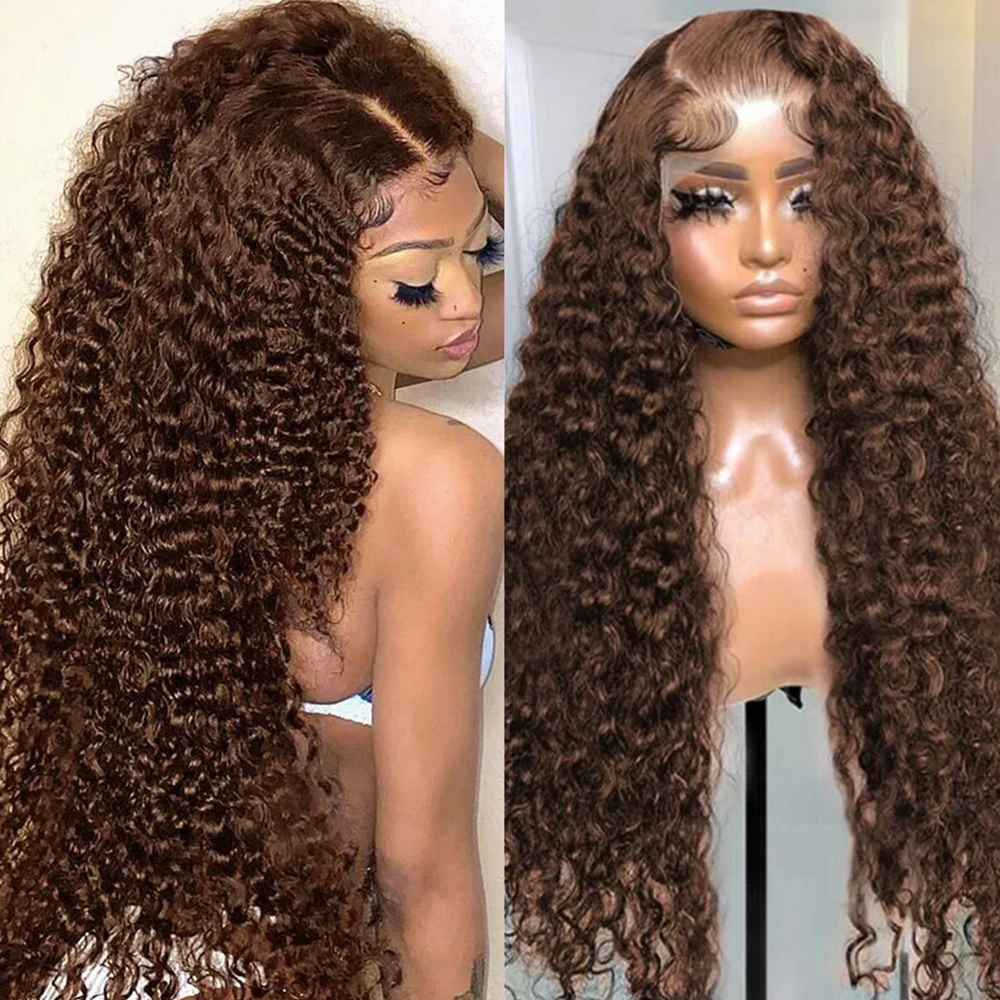 

HD Chocolate Brown Deep Wave 13x6 HD Lace Front Wigs Brazilian Brown 13×4 Transparent Lace Frontal Wigs For Women Human Hair Wig