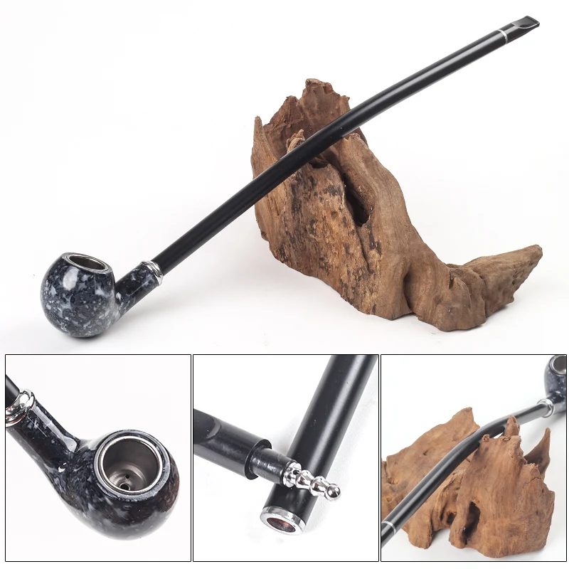 Long Black Churchwarden Tobacco Pipe Tobacco Smoking Accessories Gadget for Men 40cm With Gift Box tobacco pipe tobacco smoking accessories smoking pipe