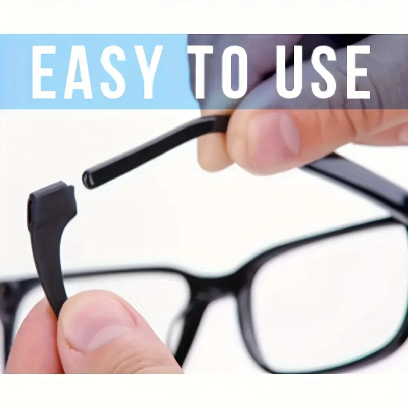 3 Pairs Black & White Silicone Anti-Slip Eyeglass Hooks - Comfortable & Secure Glasses Holders for, Activities