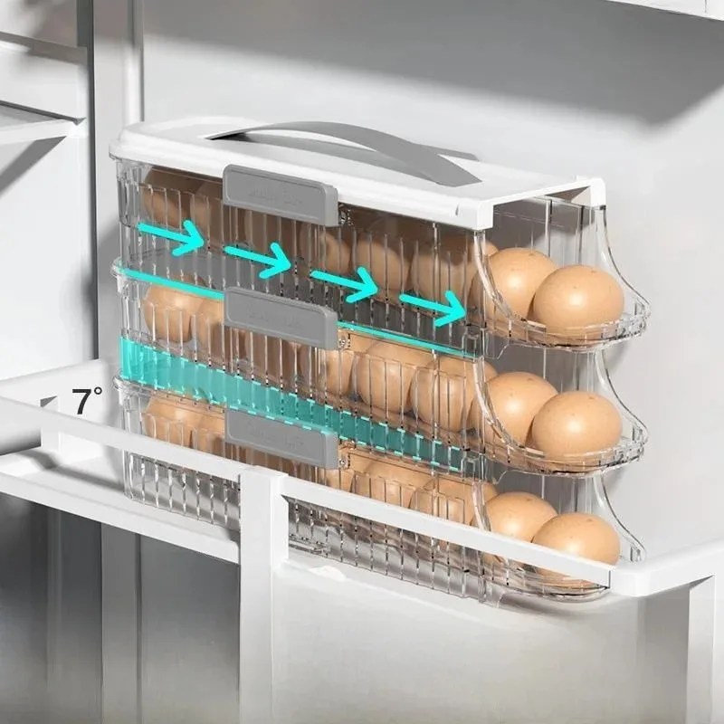 New Rolling Egg Storage Box Frie Side Door Egg Carton Holder Preservation Box Kitchen Organization Tool Pure Color Nordic Sle