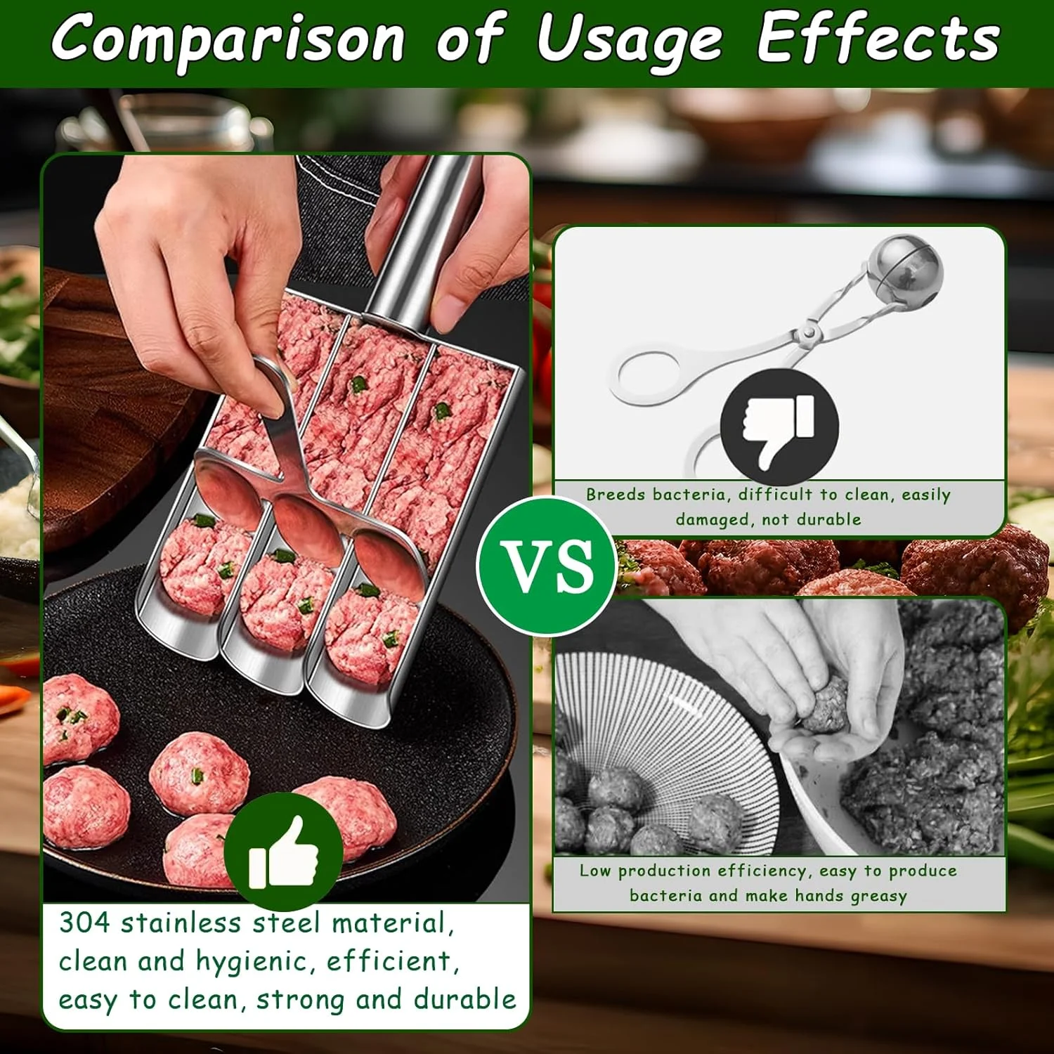 Meatball Maker Tool Stainless Steel Kitchen Scoop Mold for Manual Lovers meatball maker