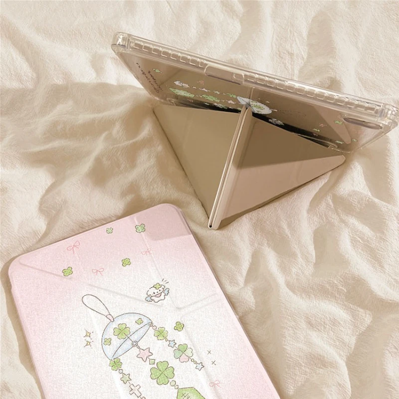 Pink Cartoon Clover Rabbit Tablet Case