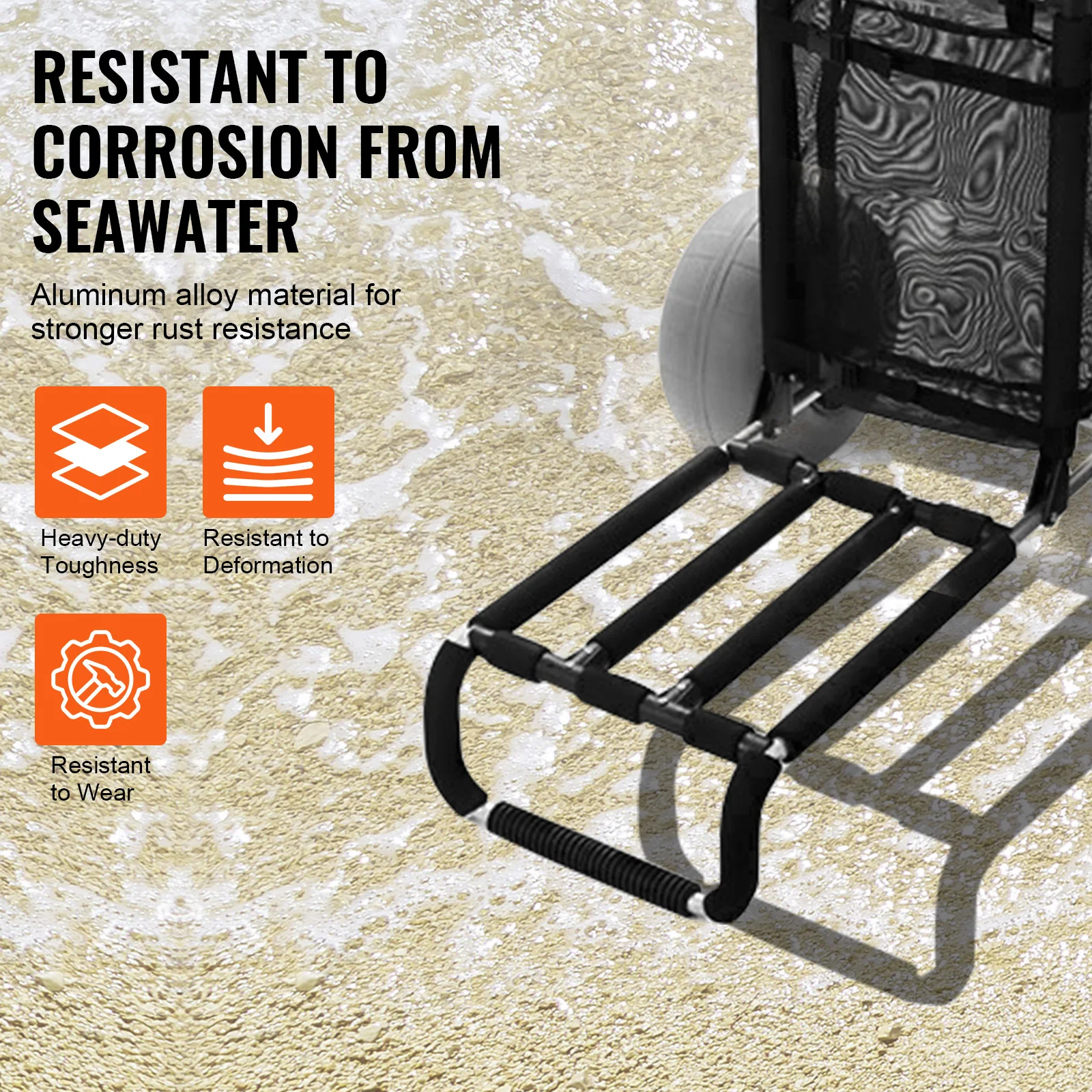 Folding Beach Cart with Balloon Wheels for Sand and Outdoor Use