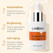 

LANBENA Vitamin C Serum Brightening Skin Rejuvenating Whitening Fade Dark Spot Smooth Fine Lines Anti-Aging Face Essence 30ML