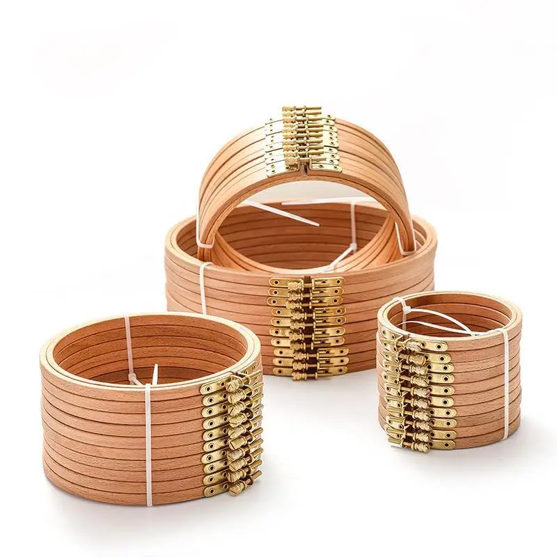 Description Picture 3 of item10pc/Set High Quality Beech Hoop 3-12 Inchs Wooden Embroidery Hoops Frame Embroidery Circle Ring Kit Needle Stitch Sewing Tool