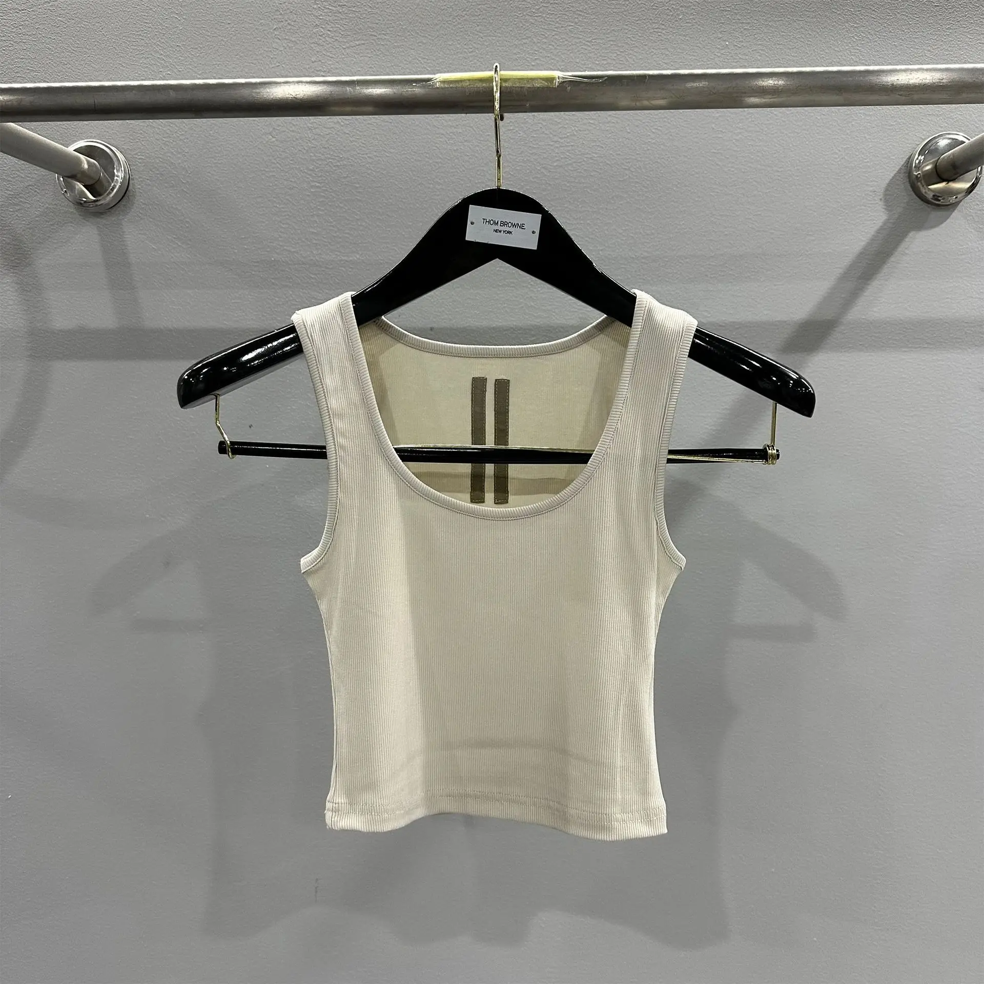 

High Street Rick Women Vests Spring/Summer Simple Comfortable Camisole Top Ro Owens High Quality Ladies T-shirt