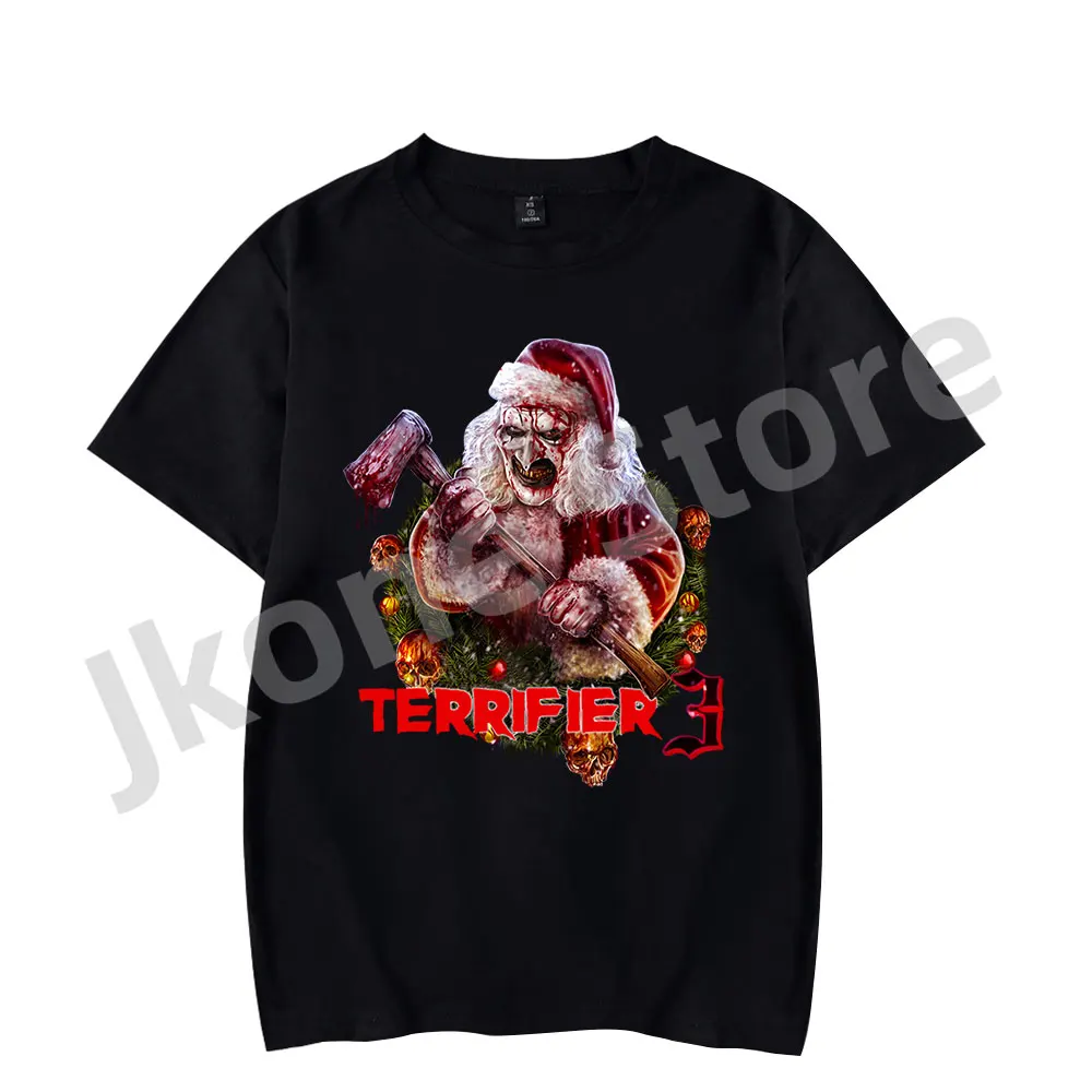 

Terrifier Christmas T-shirts Horror Movie Merch Holiday Women Men Fashion Casual Short Sleeve Tee