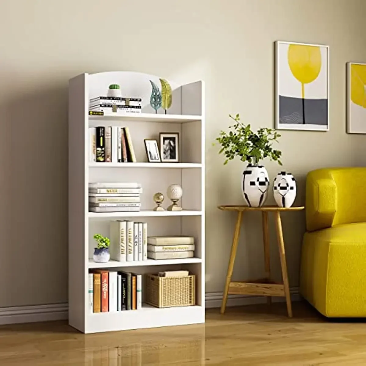 

Tall Bookcase and Bookshelf, Open Shelf Wood Bookcase with 5-Tier Storage Shelves,Bookshelves Standing Display Shelf Units