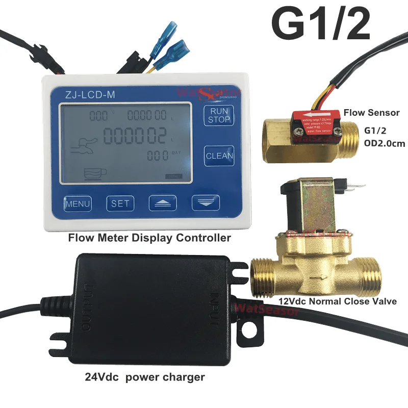 ZJ-LCD-M Quantitative Control Flow Sensor Meter Lcd Display Water Flow Meter G1/2 Turbine Hlal Sensor YF-B2