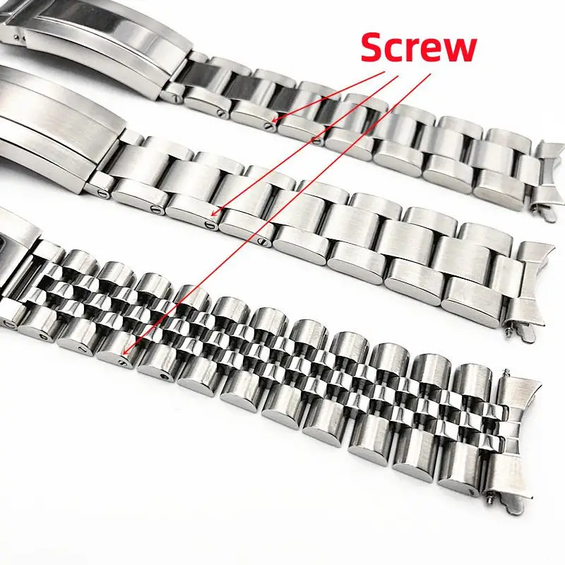 Brushed Stainless Steel 19mm Curved End Jubilee Oyster Watch Strap