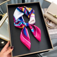 Luxury Square Silk Scarf for Women Hijab Hair Bands Neckerchief Female Satin Shawl Ribbon Headband Fashion Bandana 2024 New 5