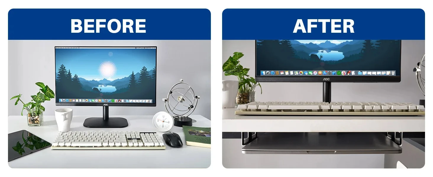 Under Desk Laptop Mount Metal Under Desk Shelf Holder for Laptop for Mac Mini Ma