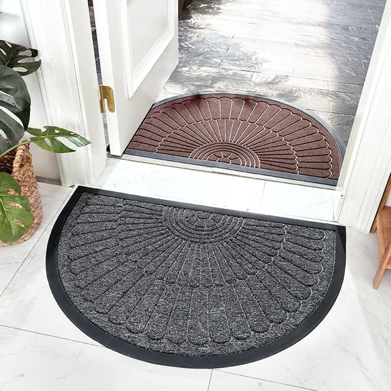 Rubber Scrape Door Mats Outdoor Indoor Semicircle Dirt Trapper Mat Non Slip  Doormat for Entrance Home Carpet Floor Mat Entry Rug
