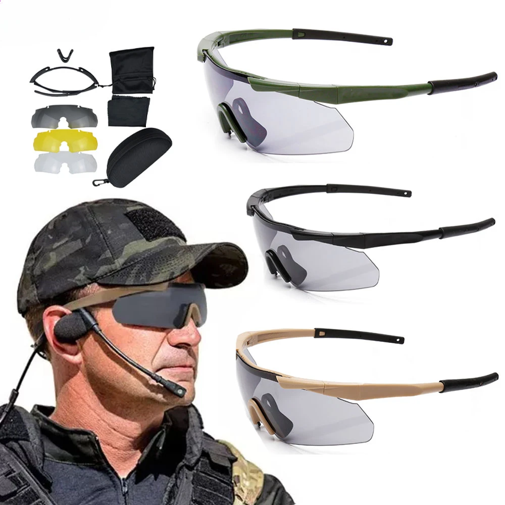 Polarized Goggles 3 Lens Military Tactical Windproof