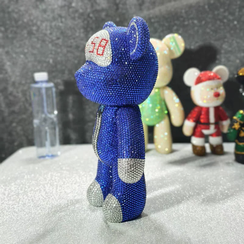 Anpassbare Uhr Bär Statue DIY Blinged Glänzendes Tierspielzeug Handgemachtes Mosaik Kreuzstich Home Dekoratives Kindergeburtstagsgeschenk – Detail 8