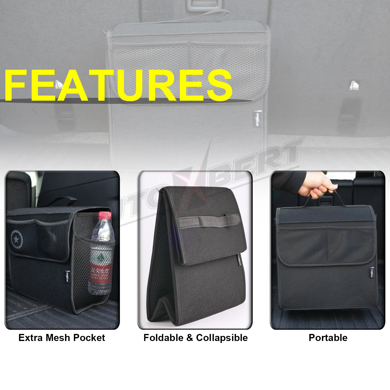 Organizer universale per bagagliaio dell'auto organizzatore per bagagliaio automatico borsa per scatola portaoggetti borsa per attrezzi antiscivolo in feltro portatile accessori per Auto pieghevoli - immagine 6