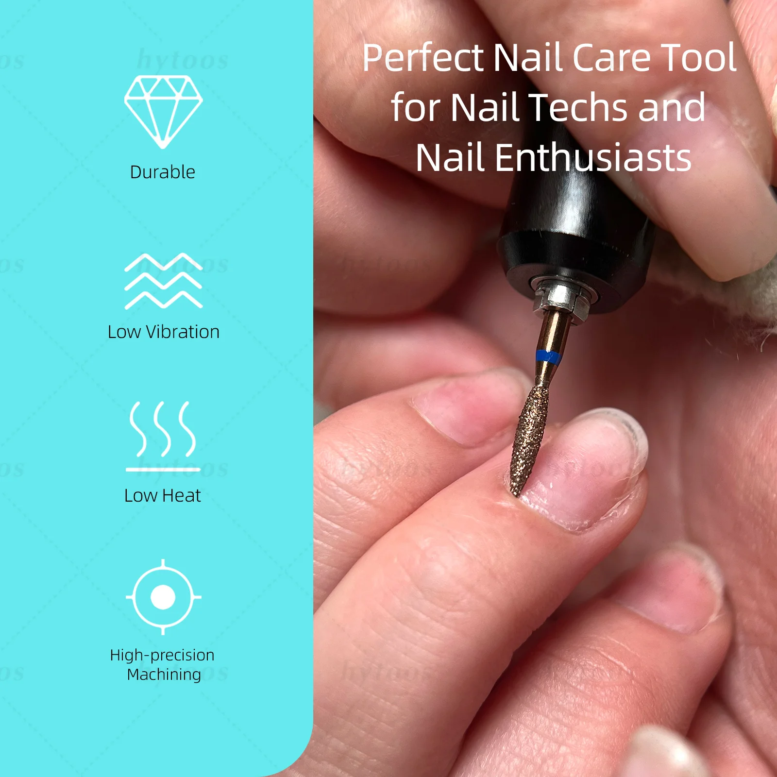 HYTOOS 포인티드 플레임 구리 다이아몬드 네일 드릴 비트 3/32'' 안전 네일 클리너 각질 제거기 프로 매니큐어 도구