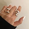 Bague Girlbible en argent sterling 925 pour femme, couple, minimaliste, faite à la main, rétro, avec pierre noire, bijoux de fête, cadeau, anti-allergie