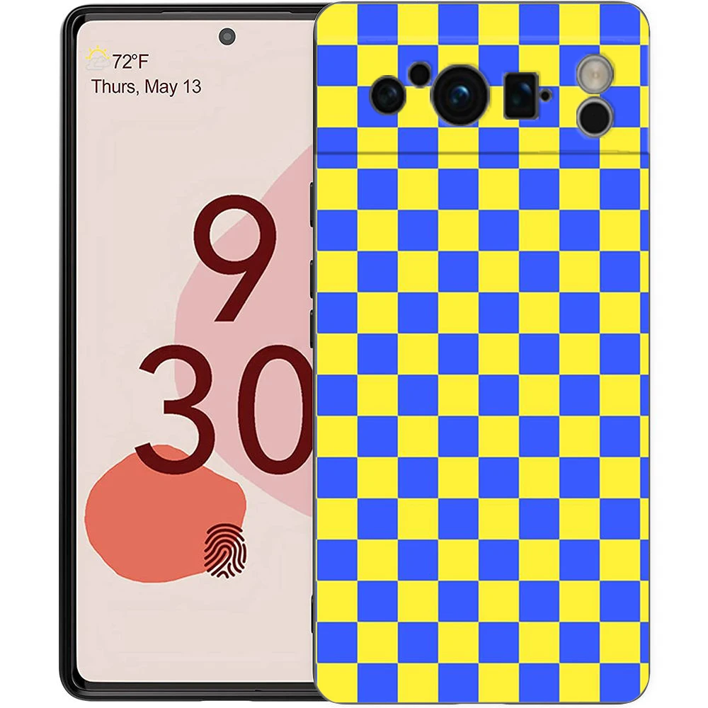 Vintage Chessboard Grid Design Shockproof Phone Case - Soft Black TPU Cover