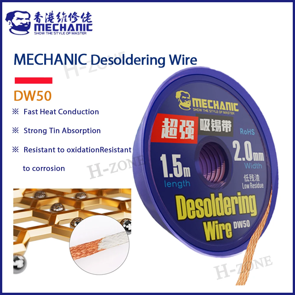 

10 Pcs MECHANIC DW50 Super Strong Solder Ribbon Welding 1.0/1.5/2.5/2.0/3.0/3.5mm Desoldering Braided PCB BGA Soldering Tool