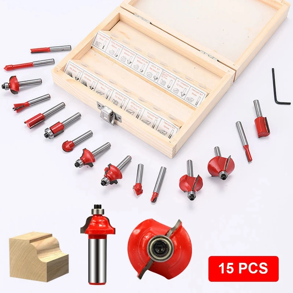 15 pcs Milling Cutter Kits for Wood Router Woodworking Electric Trimmer Wood Milling Engraving Slotting Trimming Machine 4